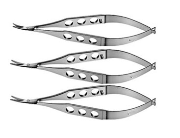 2 Pcs Noyes Scissors 4.5" Ophthalmic Surgical Instruments - 1 Straight 1 Curved